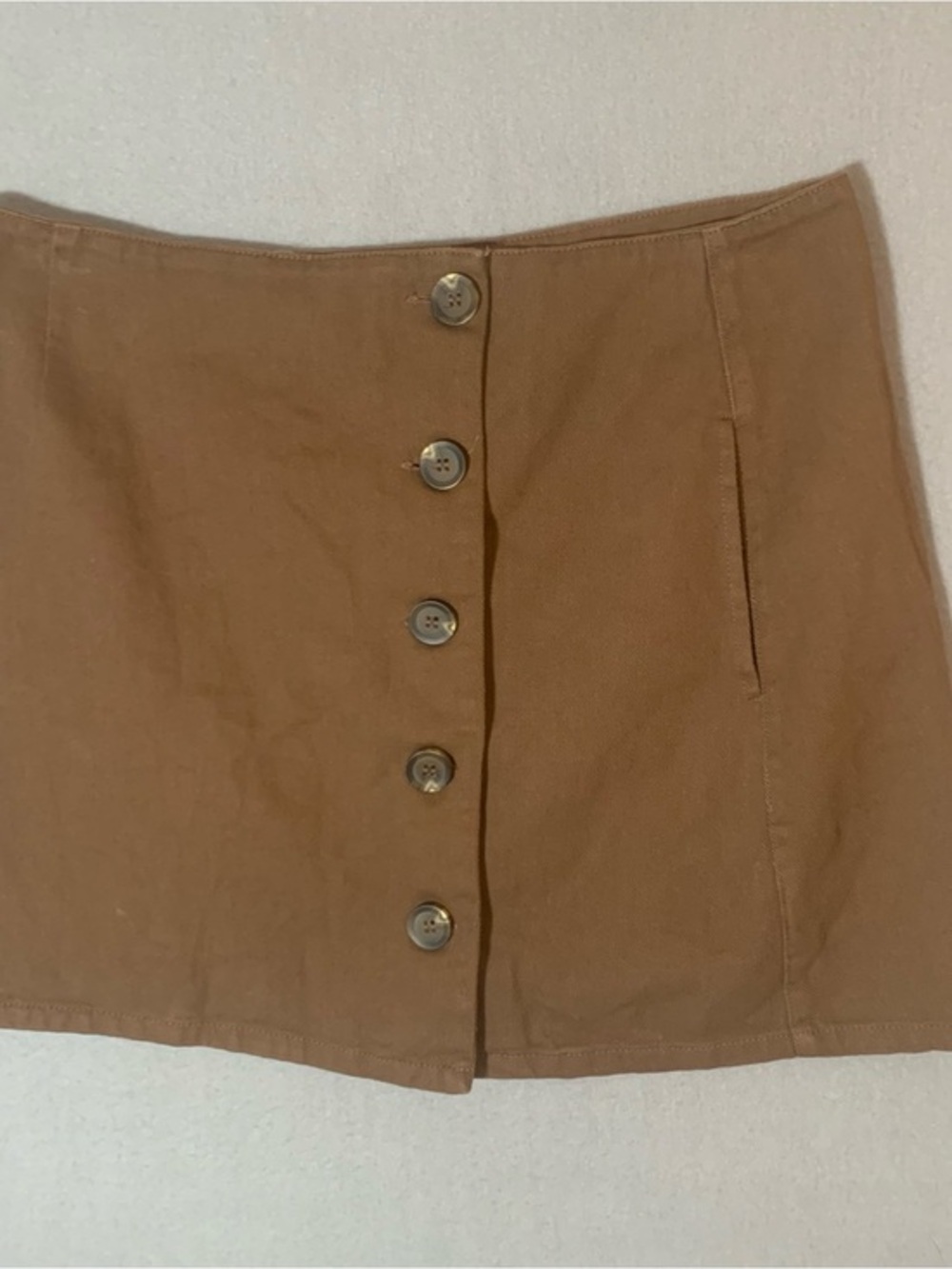 Chloe & Katie Tan Button-Front Mini Skirt Brown Ladies size XL Button front